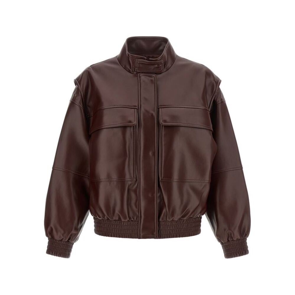 Twin Set Women Leather Effect Bomber Jacket